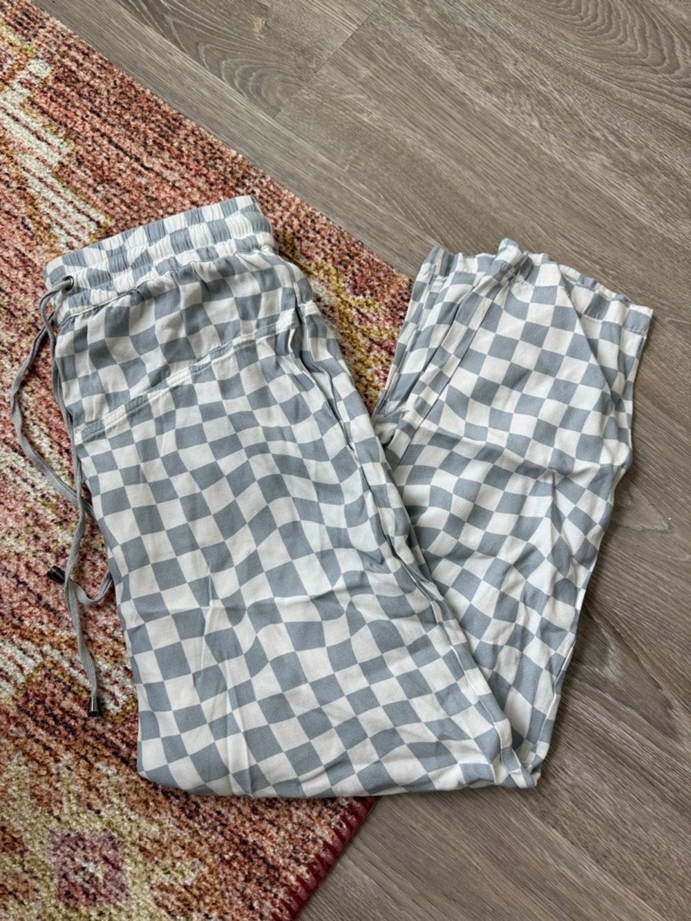 Pistola Checkerboard Drawstring Lounge Pants - Blue Gray & White